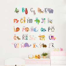 Cartoon Animal 26 English Letter Wall Stickers School Teaching Tools For Kids Room Decoration PVC DIY Mural Art Home Wall Decals 2024 - buy cheap