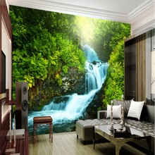 Papel de parede personalizado natureza 3d para sala, estereoscópico 3d para foto, sala de estar, cenário, natureza, cascatas, paisagem 2024 - compre barato
