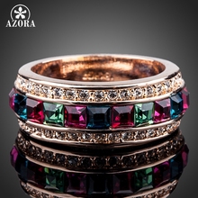 AZORA-anillo redondo de cristal austriaco Stellux, sortija multicolor, Color oro rosa, TR0101 2024 - compra barato