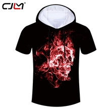 CJLM-Camiseta con capucha para hombre, ropa informal de calle alta, Rock, 3D, estampada por completo, con calaveras de llama, Hip-Hop, negra 2024 - compra barato