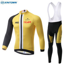 XINTOWN Pro Team Мужской комплект из Джерси с длинным рукавом для велоспорта с 3D подкладкой велосипедная Спортивная одежда для велоспорта Майо быстросохнущая желтая 2024 - купить недорого