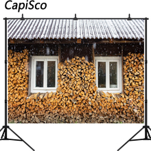 Capisco christmas photography backdrops snow firewood dry farm village houses background photocall customize photo printed 2024 - buy cheap