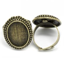 Doreenbeads 10 pçs anel de bronze antigo ajustável oval configurações de anel 17.5mm eua 7 (ajuste 18mm x 13mm) 2024 - compre barato