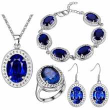 Luxury Women's Earrings Necklace ring bracelet Jewelry Sets UA New style treasure blue stone Color treasure set 2024 - buy cheap