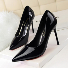 Zapatos clásicos de tacón alto para mujer, calzado de charol conciso, Stiletto, a la moda 2024 - compra barato