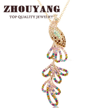 ZHOUYANG, высокое качество, ZYN296, кристалл, павлин, розовое золото, ожерелье, ювелирное изделие, австрийский кристалл 2024 - купить недорого