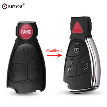 KEYYOU-funda de llave modificada con 4 botones para Mercedes Benz CLS C E S 3 + 1 botón lateral brillante con soporte para batería 2024 - compra barato