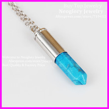 10pcs Blue Sand Gems Point Bullet Necklace Real Silver Plated Casing Pendant Drusy Quartz Druzy Stone Pendant Necklace 2024 - buy cheap