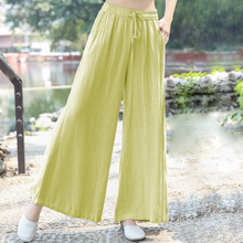 Trousers Women 2019 Summer Retro Vintage Pants Cotton Linen Wide Leg Pants Loose Palazzo Woman Traditional Chinese Pants TA1389 2024 - buy cheap