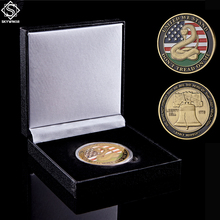 1776 United States Declaration of Independence Copper Challenge Coin USA Collection W/ Black Luxury Coin Box 2024 - buy cheap