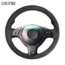 GNUPME DIY Hand-Stitched Suede Black Car Steering Wheel Cover for BMW E46 M3 E39 330i 540i 525i 530i 330Ci 2001 - 2003 2024 - buy cheap