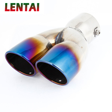 For BNW Audi Mazda Hole Diameter 62mm/ 2.44 inches Car Titanium Blue Stainless Steel Inlet Dual Outlet Exhaust Muffler Tip Pipes 2024 - buy cheap