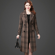 Haute couture Women Plaid woolen coat Autumn chckered jacket Korean fashion clothing temperament Long wool coats thick B4231 2024 - buy cheap