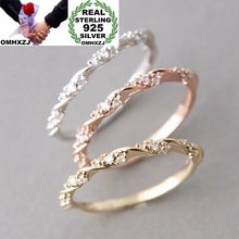 OMHXZJ Wholesale European Fashion Woman Girl Party Wedding Gift AAA Zircon 925 Sterling Silver 18KT Rose Yellow Gold Ring RR384 2024 - buy cheap