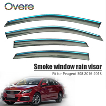 OVERE NEW 1Set Smoke Window Rain Visor For Peugeot 308 2016 2017 2018 Car-styling ABS Vent Sun Deflectors Guard Accessories 2024 - buy cheap