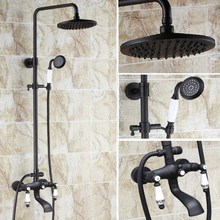 Chuveiro cascata de chuva preto para parede, conjunto com alavanca de cerâmica dupla para banheira do banheiro ahg126 2024 - compre barato