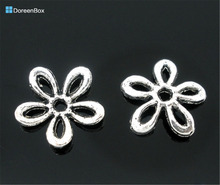 Doreen Box hot-  100 Silver Color Flower Spacers Beads Findings 11x11mm  (B05906) 2024 - buy cheap