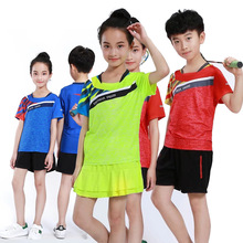 Camiseta infantil de tênis + saia/shorts, camiseta para meninos e meninas, roupas de tênis para badminton, conjuntos de mesa 2024 - compre barato