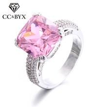 Big Pink/Yellow Stone Cubic Zirconia Rings For Women 4 Carat White Gold color Female Party Ring Fashion Jewelry Luxury CC146 2024 - buy cheap