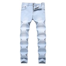 Men Biker Jeans Business Summer Straight Slim Fit Blue Jeans Stretch Denim Pants Trousers Classic Cowboy Man Washed Ripped Jeans 2024 - buy cheap