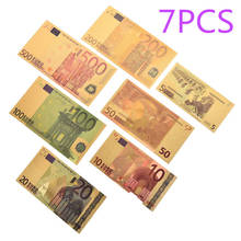 7pcs/lot Color Euro Banknote Sets 5 10 20 50 100 200 500 EUR Gold Banknotes in 24K Gold Fake Paper Money for Collection 2024 - buy cheap