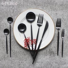 HIKUUI 8pcs Dinner Cutlery Set Black and Gold Matt Elegant Dinnerware Set 304 Stainless Steel Western Kitchen Food Tableware 2024 - buy cheap