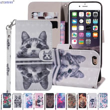 Leather Flip Case For Apple iPhone 6 6S Plus Stand Wallet Cover iPhone6S iPhone6 6P 6SP 3D Painting Fitted Card Slot Phone Bag 2024 - buy cheap