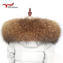 2021 Real Raccoon Fur Scarf Women 100% Natural Raccoon Fur Collar Winter Warm Shawl Fur Collar Scarves  2024 - buy cheap