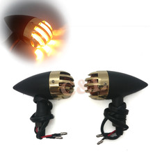 Black Brass Grill Bullet Turn signal Blinker Lights Indicator for Harley Sportster Custom 2024 - buy cheap
