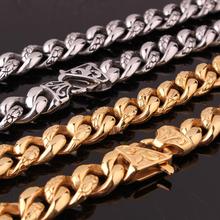 14mm Width Heavy Thick Gold Black Tone Round Curb Cuban 316L Stainless Steel Necklace Link Mens Chain 2024 - buy cheap