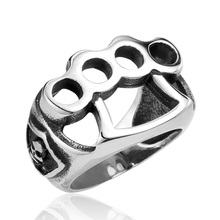 Punk Gothic Titanium Steel Go Fit Brass Knuckles Men Finger Rings Biker Cool Skull Ring Vintage Jewelry 2024 - buy cheap