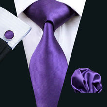 LS-281 Hot Men`s Tie Purple Solid 100% Silk Jacquard Woven Gravata Tie Hanky Cufflink Set For Men Formal Wedding Party Business 2024 - buy cheap