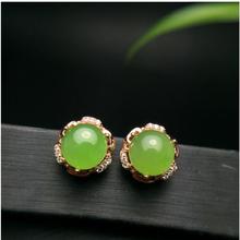 Hetian Jasper stud earring Natural Jasper Free shipping 925 sterling silver Fine gems jewelry For men or women 2024 - buy cheap