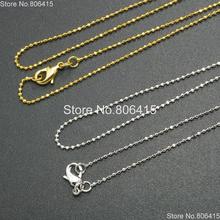 18K Shining Silver Gold Plated Round Ball Necklace Jewelry Making Chain With Lobster Clasp 17 inch 3Pcs/Pack 2024 - buy cheap