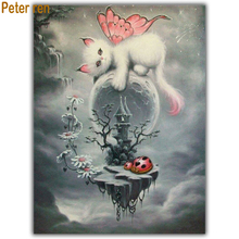 Peter ren 5 Quadrado \ Rodada mosaico diamante pintura Diamante do ponto da cruz bordado Cheio de Diamantes Borboleta gatinho acima do planeta 2024 - compre barato