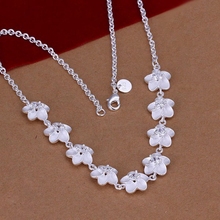 wholesale fine 925-sterling-silver necklace fashion jewelry chain rhinestone flower necklaces & pendants women men collar SN149 2024 - buy cheap