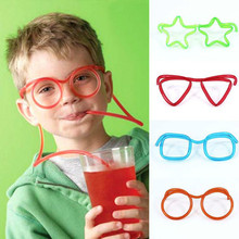 10 Pçs/set Engraçado Tubo de Beber Suave Óculos Straw Único Flexível Caçoa Acessórios Do Partido Colorido SPA6 Canudinhos de Plástico 2024 - compre barato