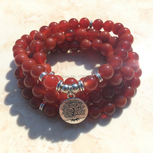 SN1206 Fashion Design Women`s Wrap Bracelet Trendy Red Natural Stone 108 Mala Fancy Beads Yoga Bracelet Free Shipping 2024 - buy cheap
