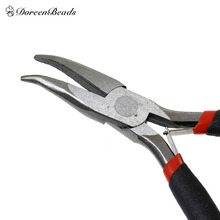 DoreenBeads-Alicates de punta de aguja curvada para hacer joyas, Kit de herramientas y equipo de joyería DIY, color negro, 12,5 cm,1 unidad 2024 - compra barato