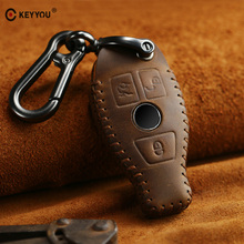 KEYYOU Genuine Leather Car Key Bag Case Cover Key Holder Chain For Mercedes BENZ Accessories W203 W210 W211 W124 W202 W204 AMG 2024 - buy cheap
