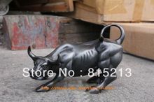 wang 0007 Small Wall Street Bronze Fierce Bull OX Statue 4.5"L A black 2024 - buy cheap