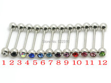 60pcs mix lots stainless steel tongue ring with one crystal stone body piercing jewelry barbell 2024 - buy cheap