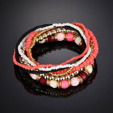 Bohemian Summer Jewelry MutiLayer Beads Bracelets & Bangles for Women Elastic Strand Pulseras Mujer Femme Bijouterie 2024 - buy cheap