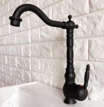 Kitchen Wet Bar Bathroom Vessel Sink Faucet Black Oil Rubbed Bronze One Handle Swivel Spout Mixer Tap Single Hole mnf359 2024 - buy cheap