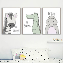 Nursery Wall Art Canvas Painting Zebra Hippo Giraffe Lion Crocodile Nordic Posters And Prints Pictures for Baby Kids Room Decor 2024 - buy cheap