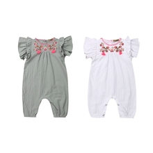 Cute Baby Girl Infant Ruffles Floral Romper Sunsuit Jumpsuit Outfit Children Kids Summer Clothes Princess Rompers Overalls Tops 2024 - buy cheap