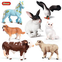 Oenux 7Pcs Farm Animal Horse Cow Cat Model Action Figures Lovely Rabbit Dog Figurines Goose High Quality Education Toys Kid Gift 2024 - buy cheap