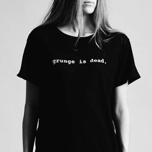 Skuggnas camiseta grunge is dead 90s, camiseta de algodão engraçada rock feminina, camisa de manga curta, verão vintage, camiseta feminina 2024 - compre barato