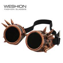 Round Steampunk Sunglasses Men Women Goggles Rave Festival Holographic Steam Punk Glasses With Nail Strapes Gothic Oculos De Sol 2024 - buy cheap
