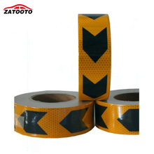 ZATOOTO 2"*147' (5cm*45m ) Black Yellow Arrow Reflective Safety Warning Conspicuity Tape Film Sticker Truck Self Adhesive Tape 2024 - buy cheap